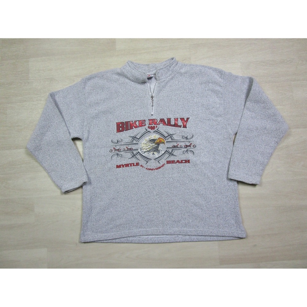 Vintage Y2K Motorcycle Sweatshirt (L) Bike Week‎ 2001 Myrtle Beach Eagle 1/4 Zip